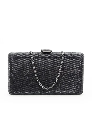 Geanta clutch verde cu pietricele BJH-715 06 15427, Negru