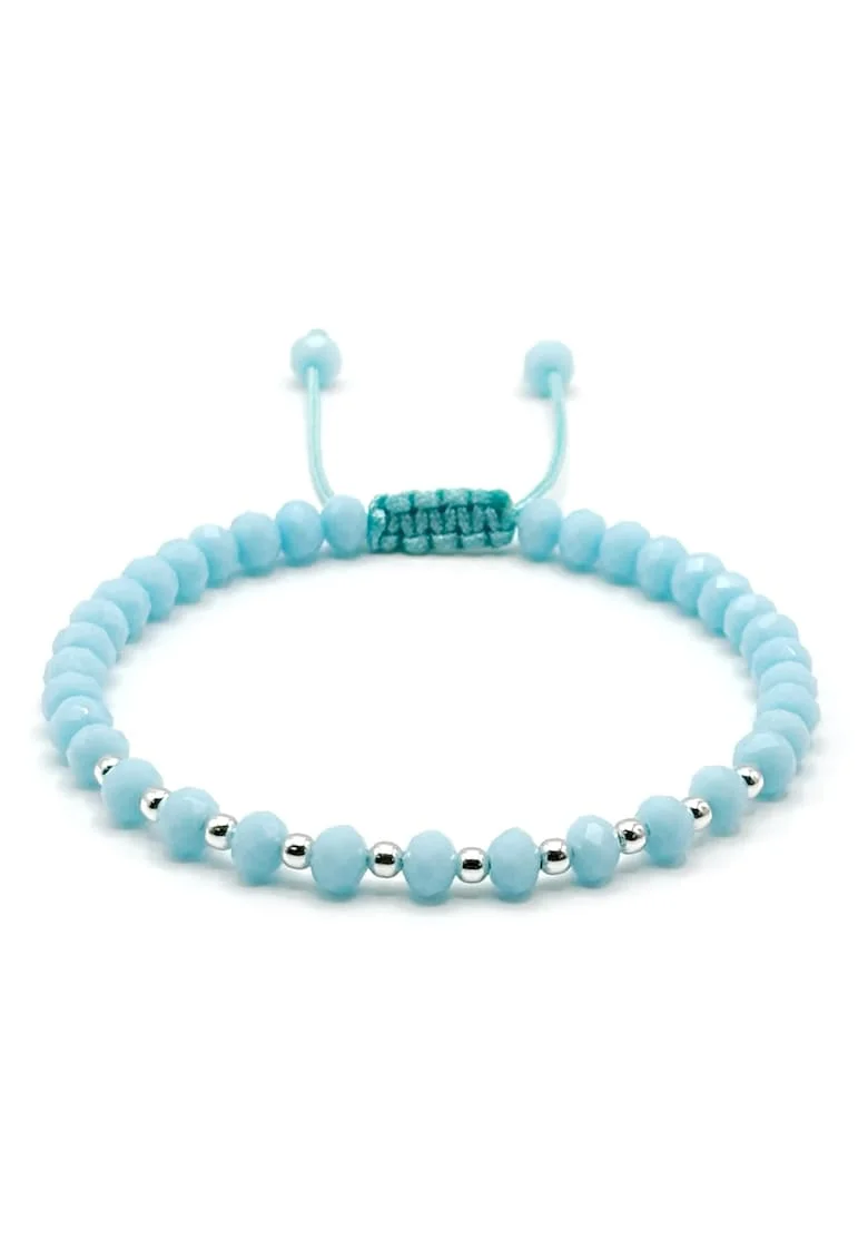 Bratara cu bile din Argint 925 si cristale Baby Blue, barbat