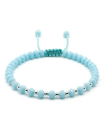 Bratara cu bile din Argint 925 si cristale Baby Blue, barbat