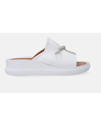 Papuci cu talpa wedge din piele naturala,
