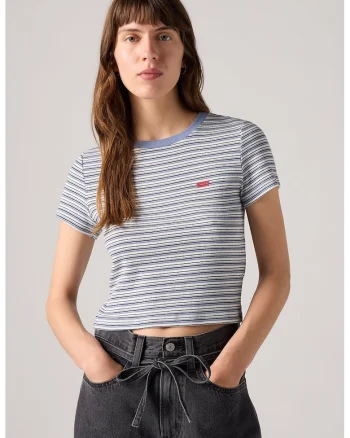Tricou slim fit Essential, Albastru prafuit/Alb murdar