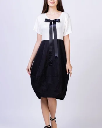 Rochie lalea cu paiete fine, tafta neagra si funda