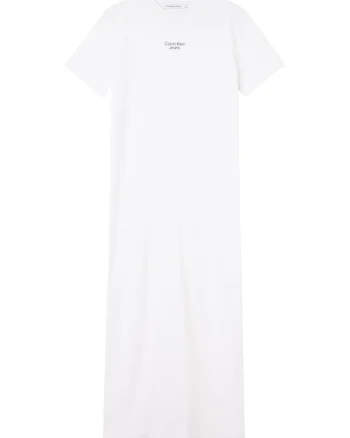 Rochie tip tricou de bumbac organic cu slituri laterale, Alb