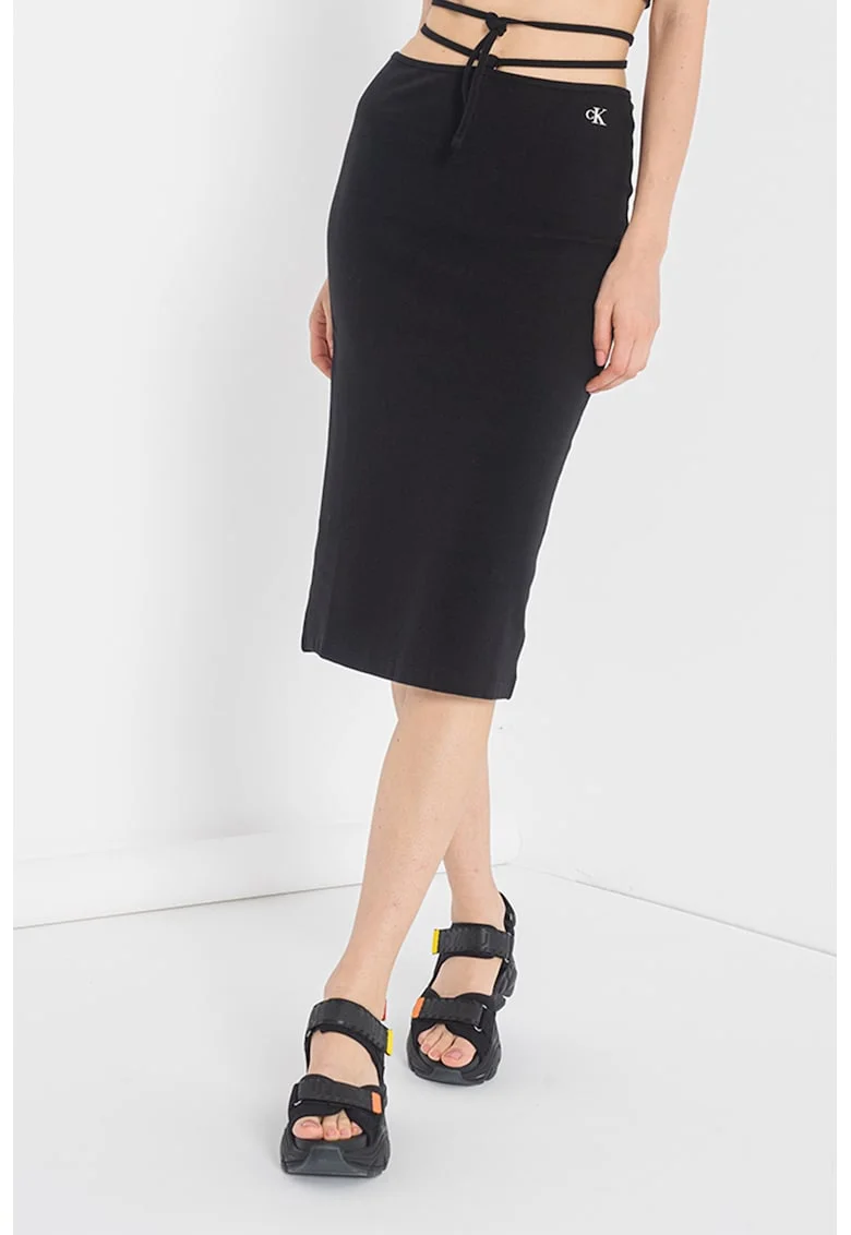 Fusta creion midi, Negru