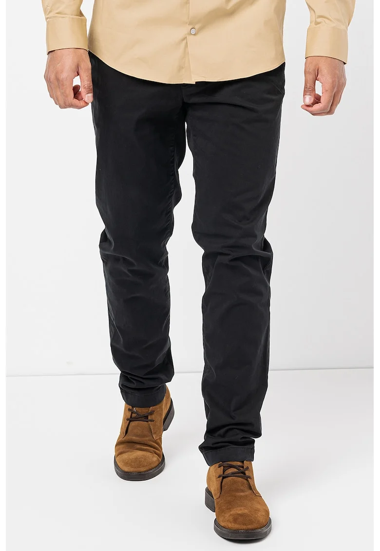Pantaloni chino slim fit din amestec de bumbac organic, Negru