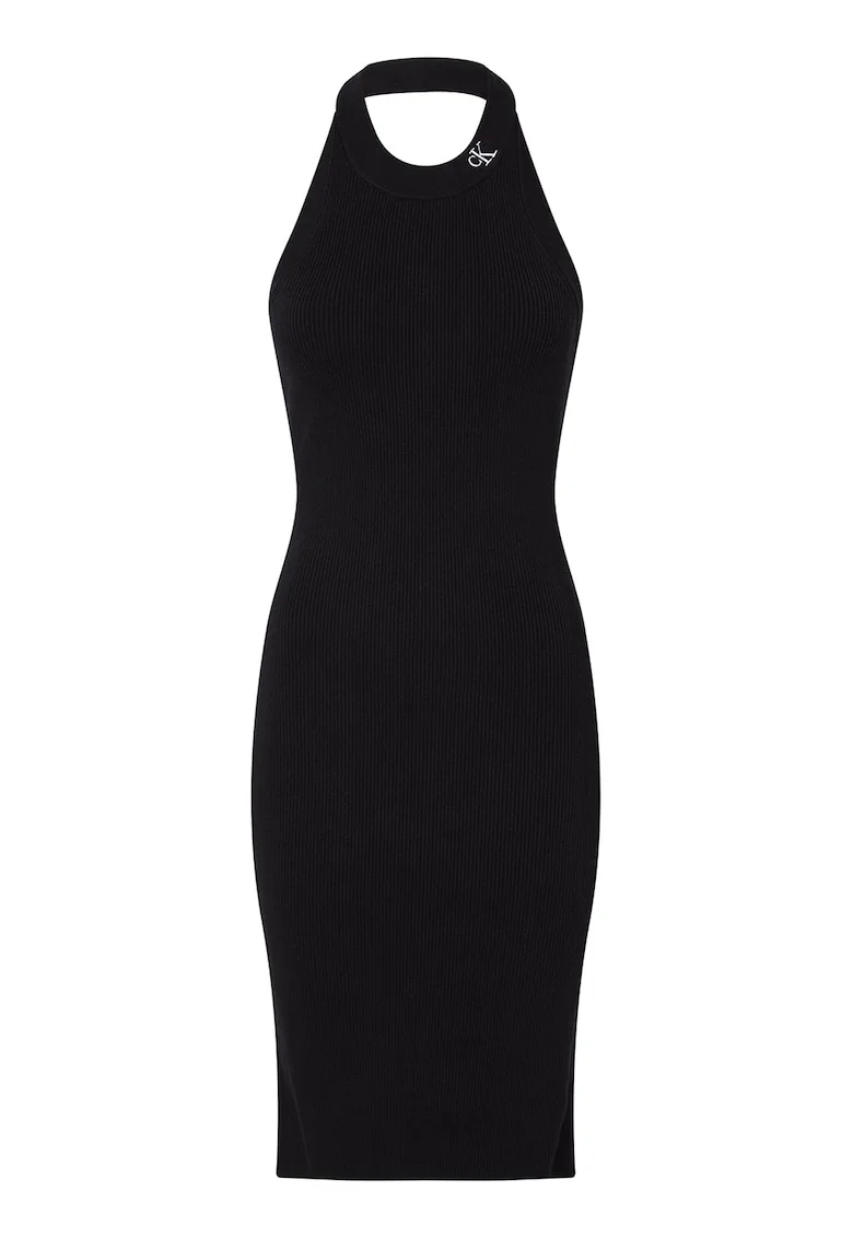 Rochie halter striata, Negru