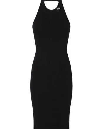 Rochie halter striata, Negru