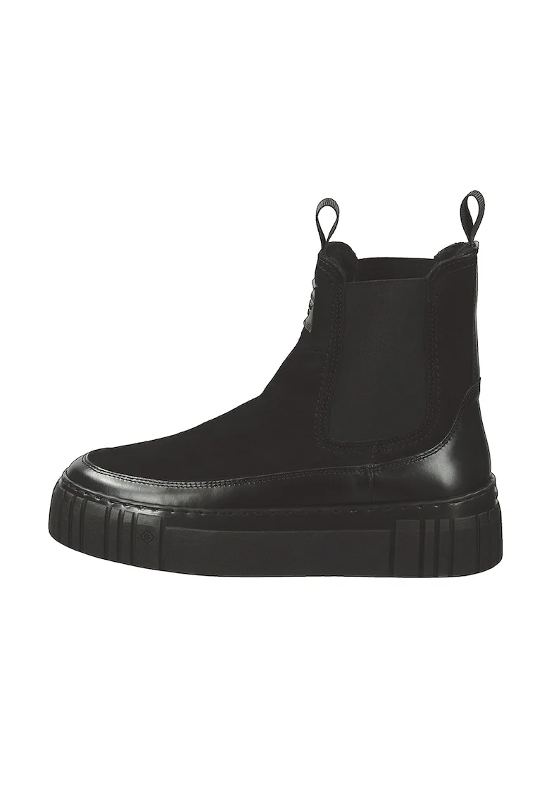 Ghete Chelsea de piele intoarsa si piele, Negru