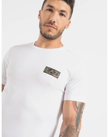 Tricou de bumbac cu logo, Alb