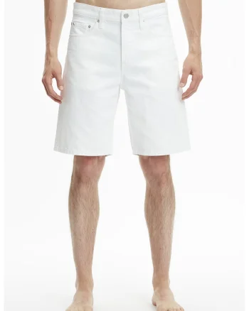 Bermude drepte de denim, Alb