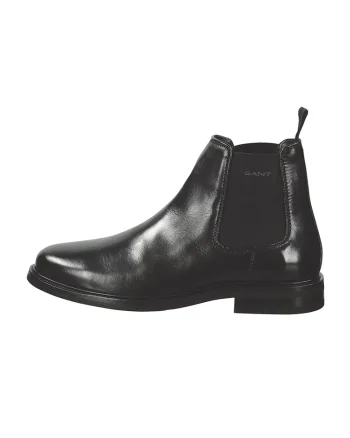 Ghete chelsea de piele cu logo discret, Negru