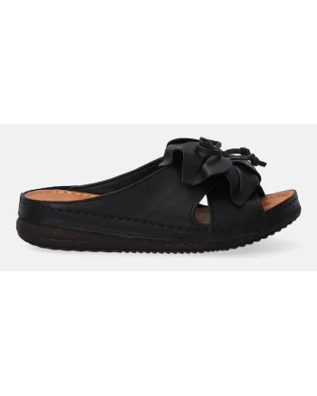 Slapi din piele cu detaliu floral