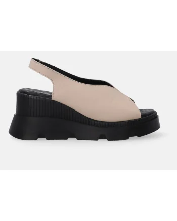 Sandale din piele cu talpa wedge si bareta elastica