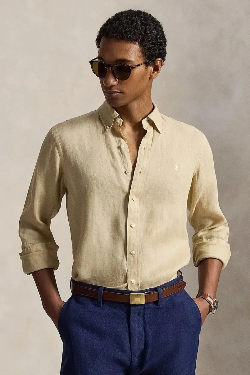 Polo Ralph Lauren cămașă pentru bărbați din in Long Sleeve Sport Shirt