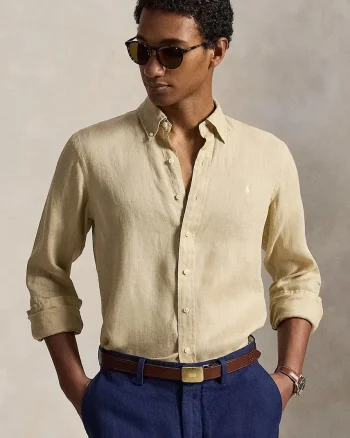 Polo Ralph Lauren cămașă pentru bărbați din in Long Sleeve Sport Shirt