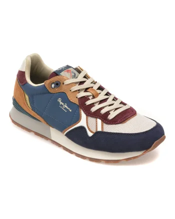Pantofi sport PEPE JEANS bleumarin, MS40029, din material textil si piele naturala