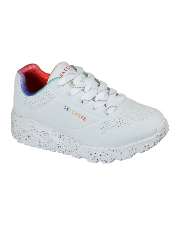 Pantofi sport cu talpa cu pete decorative Uno Lite - Rainbow, Alb