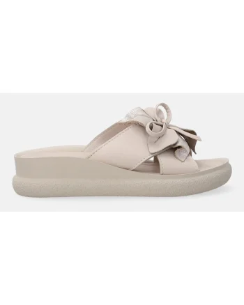 Papuci din piele cu talpa wedge uni