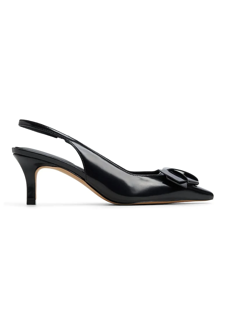 Pantofi slingback de piele ecologica cu toc Blaine, Negru