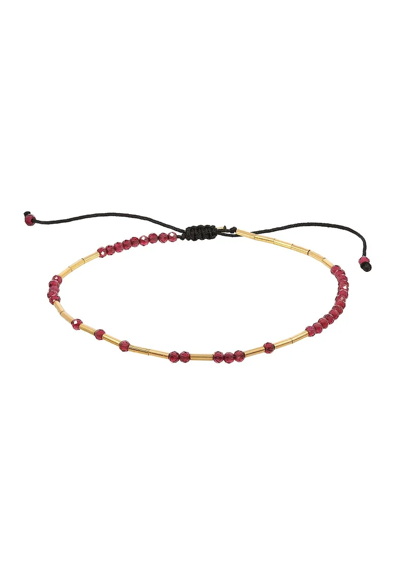 Bratara ajustabila din aur filat de 14K/20 cu pietre de garnet, Rosu/Auriu