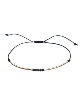 Bratara din aur filat de 14K/20 lucrata manual, Auriu/Negru