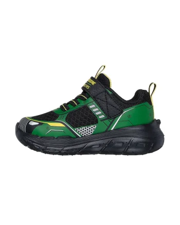 Pantofi sport cu velcro si model, Verde/Negru