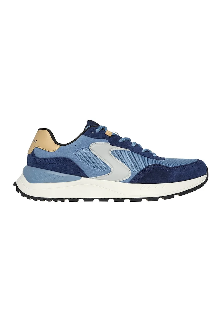 Pantofi sport de piele intoarsa cu insertii de plasa, Albastru deschis/Albastru