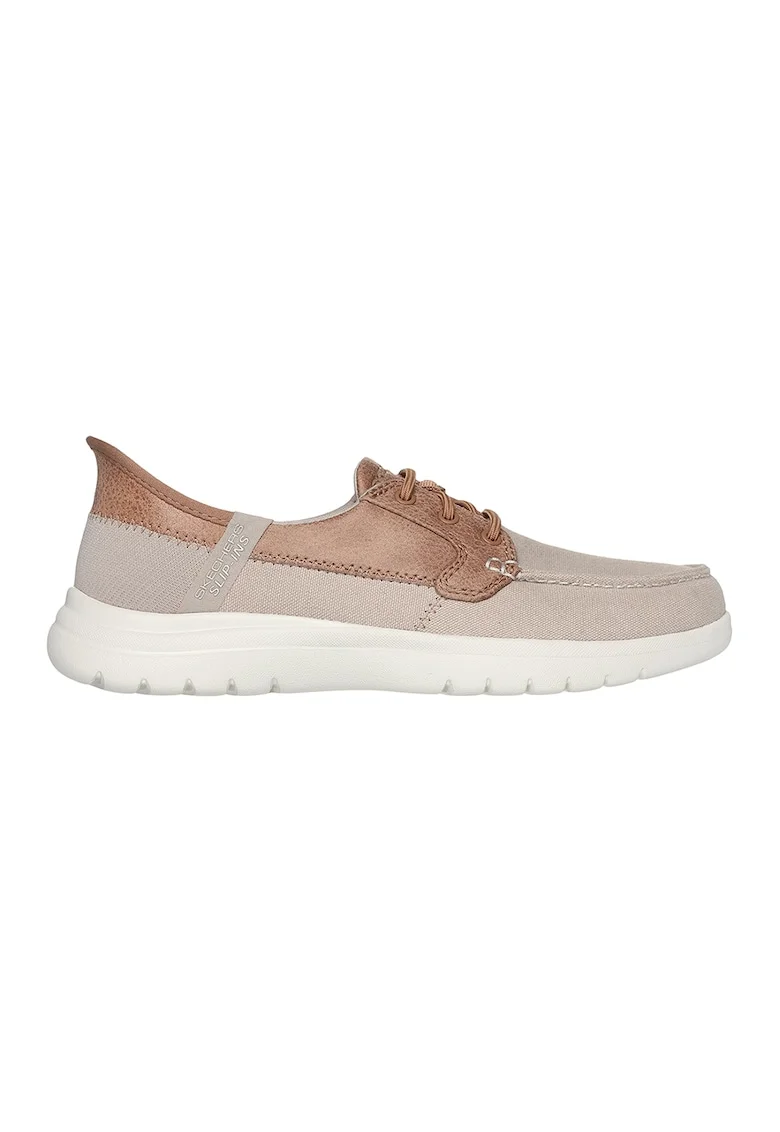 Pantofi cu model colorblock, Maro cognac/Maro taupe