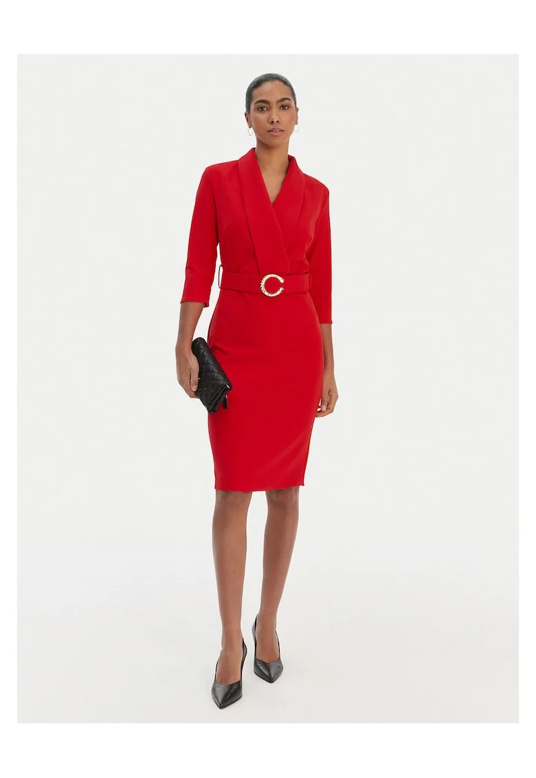 Rochie de cocktail,  rosie, poliester, fermoar