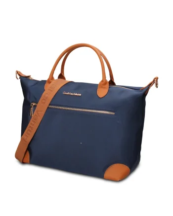 Geanta shopper din piele ecologica Elowen Prime, Albastru inchis