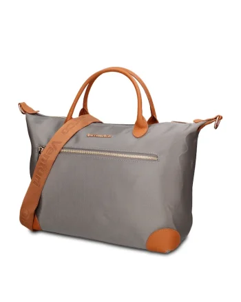 Geanta shopper din piele ecologica Elowen Prime, Gri