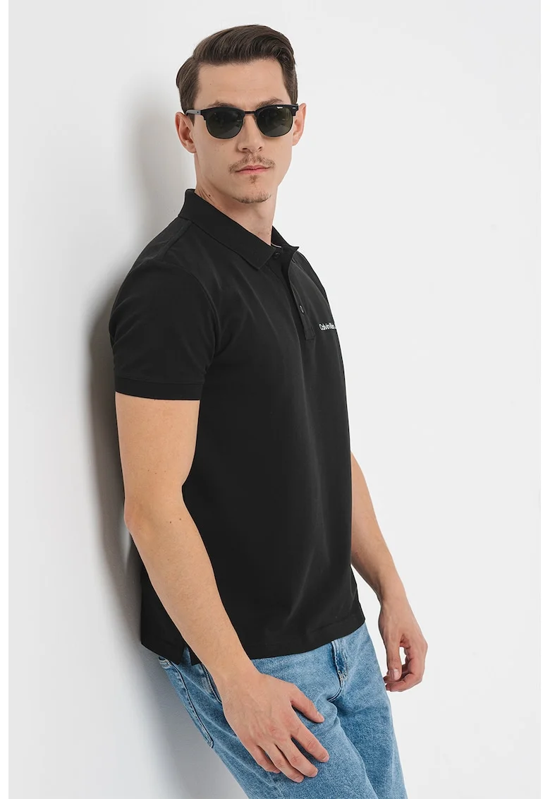 Tricou polo slim fit, Negru