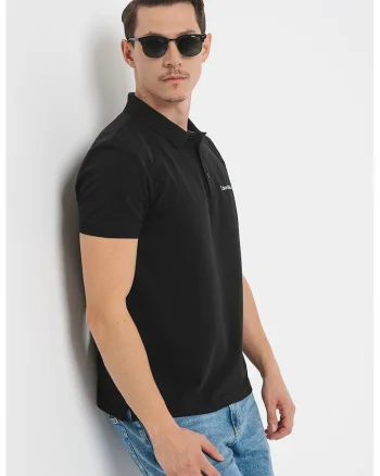 Tricou polo slim fit, Negru