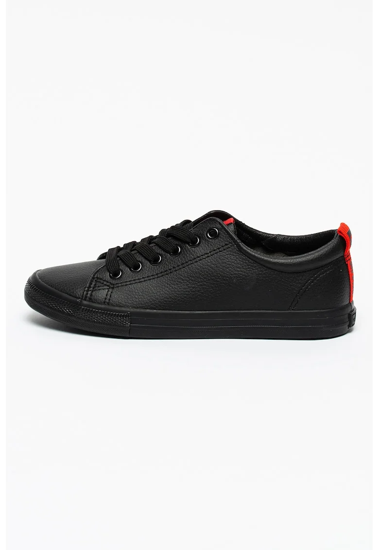 Pantofi sport de piele ecologica cu detalii contrastante, Negru