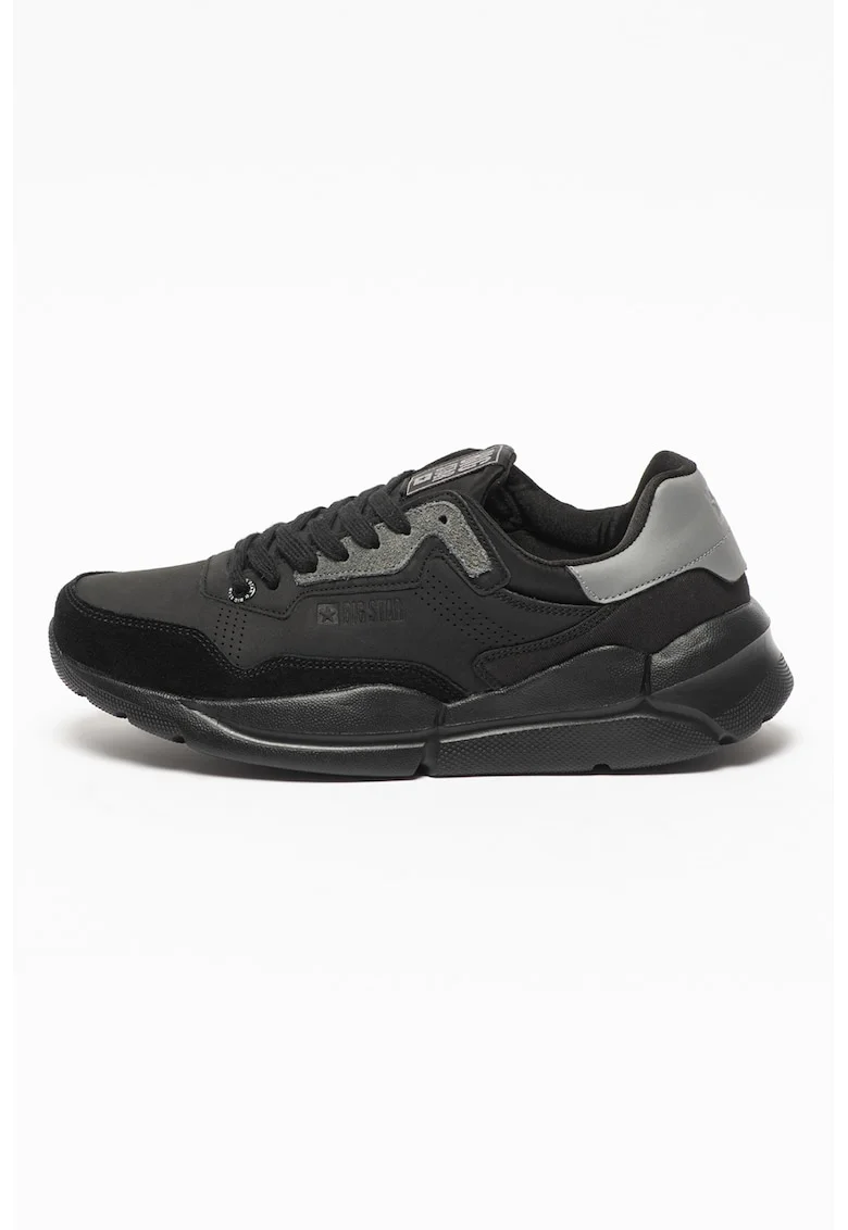 Pantofi sport cu garnituri de piele intoarsa, Negru