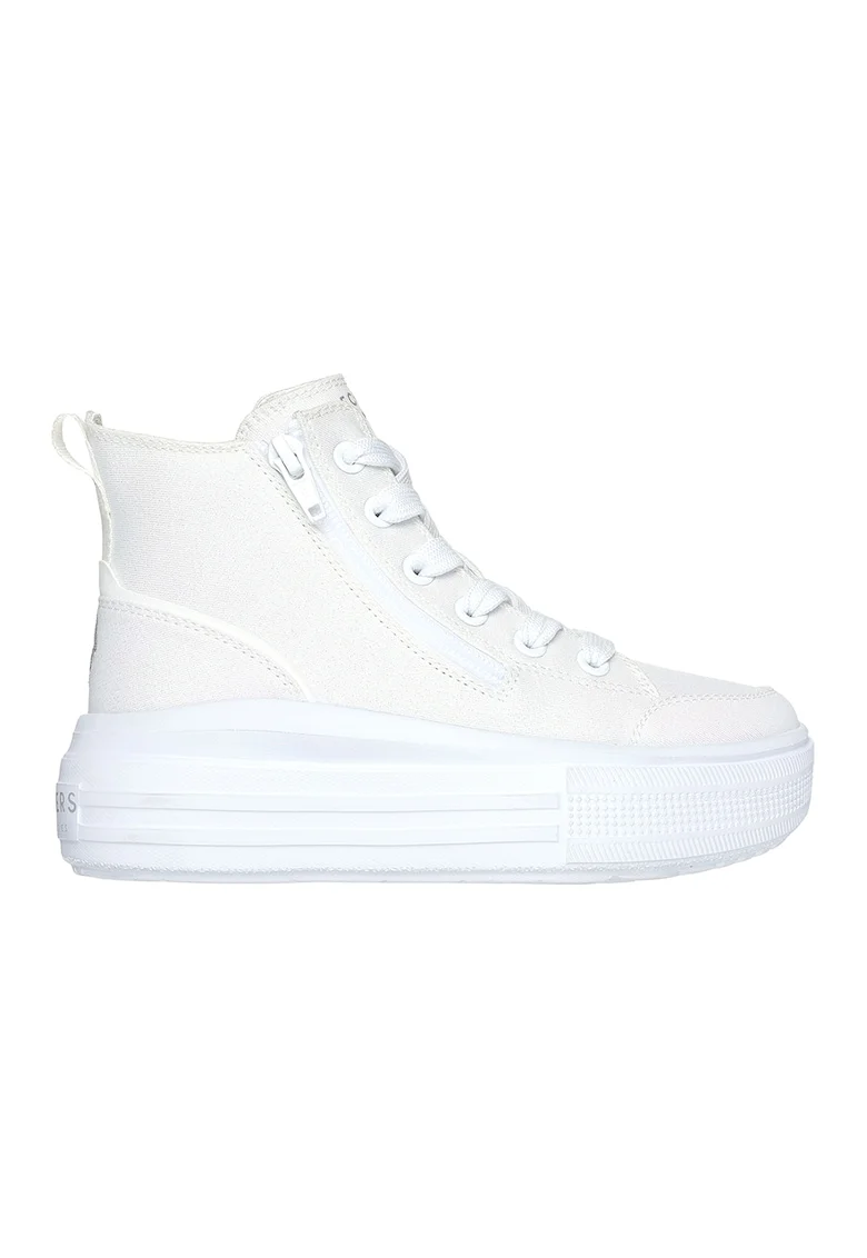 Pantofi sport de piele ecologica inalti flarform, Alb optic