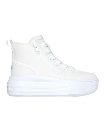 Pantofi sport de piele ecologica inalti flarform, Alb optic