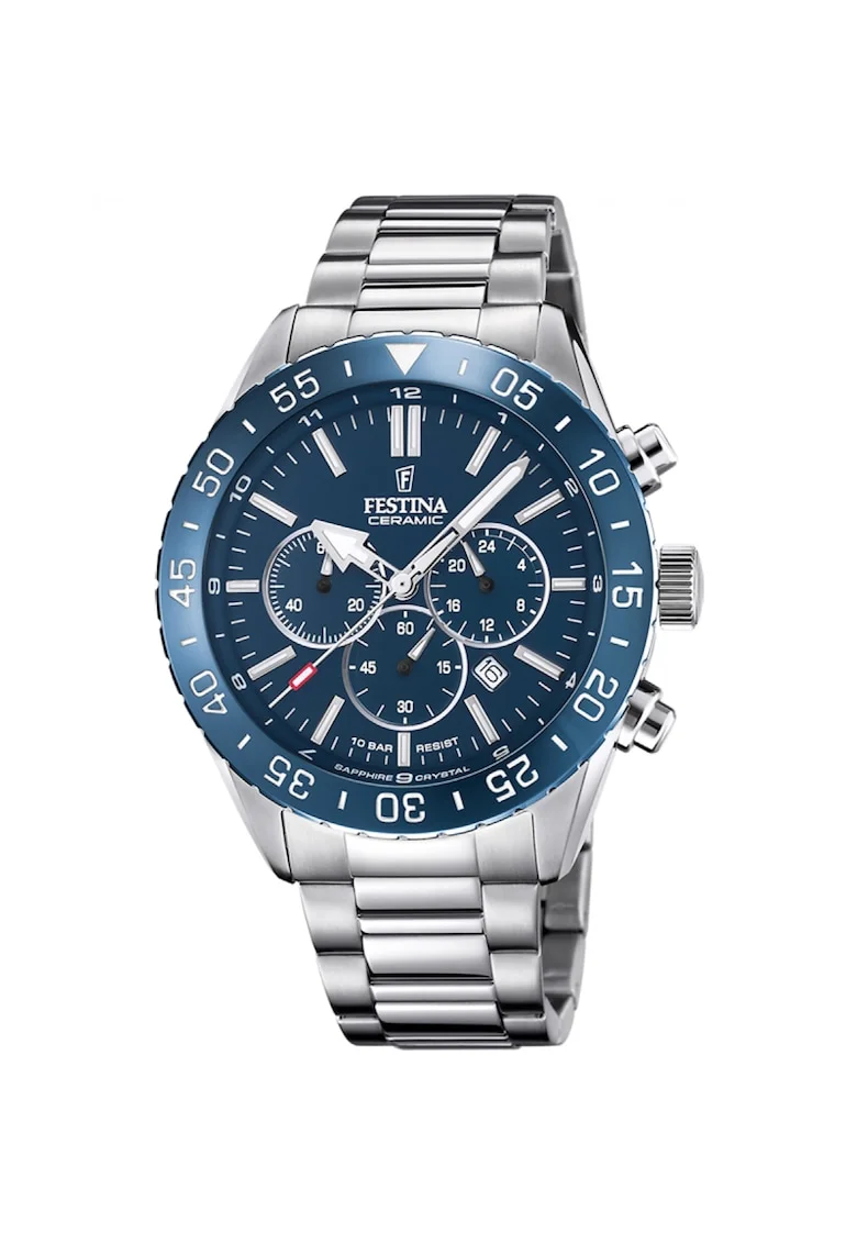 Ceas Barbati  Ceramic Chrono F20578/1 1715499961, Culoare argintie