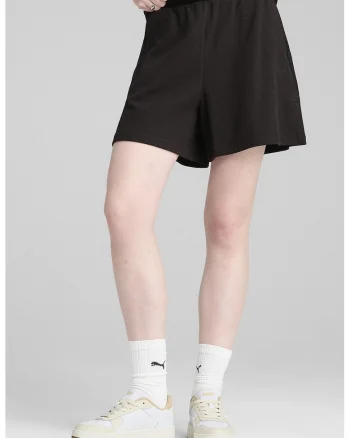 Pantaloni scurti tricotati fin cu buzunare laterale, Negru