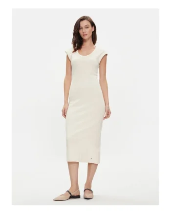 Rochie de vara Dama,  Bej, bumbac si elastan