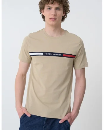 Tricou cu imprimeu logo, Maro taupe