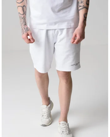 Pantaloni scurti cu logo si buzunare laterale, Alb optic