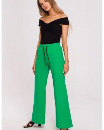 Pantaloni tricotati cu picioare largi,, Verde