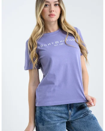 Tricou din bumbac cu imprimeu logo, Violet prafuit