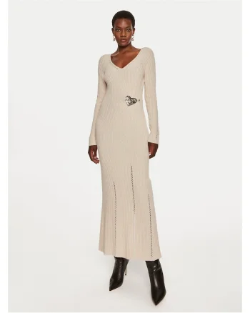 Rochie tricotata de Dama,  bej, 35% poliamida, 30% lana, 22% viscoza, 8% poliester, 5% casmir,