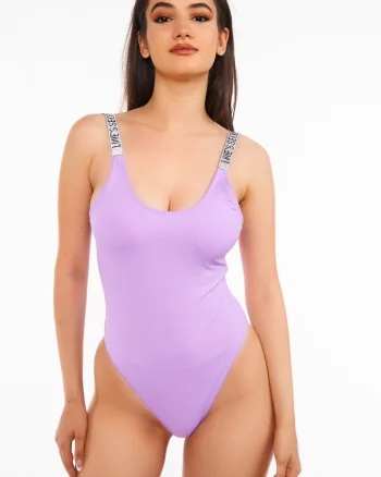 Costum baie intreg dama, aplicatii pe bretele, mov, dama, Love s Secret
