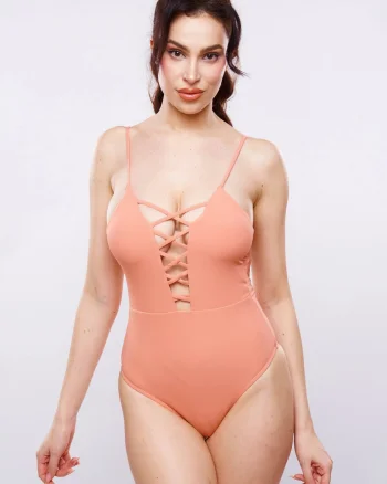 Costum baie intreg, inchidere snur reglabil, corai, dama, embody Amaretto