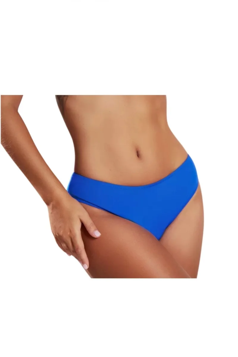 Slip clasic de baie dama talie inalta, albastru lm055