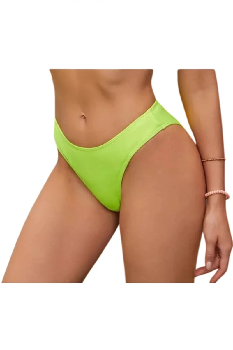 Slip clasic de baie dama talie inalta, galben neon lm055