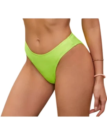 Slip clasic de baie dama talie inalta, galben neon lm055